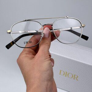 Dior CD DIAMONDO R2U F200 Men BRAND NEW Eyeglasses Matte Silver Gold Round
